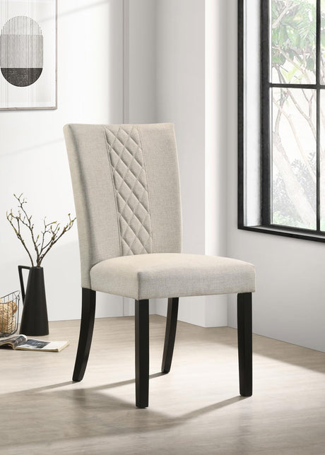 Malia Upholstered Solid Back Dining Side Chair Beige and Black (Set of 2) - 122342 - Luna Furniture