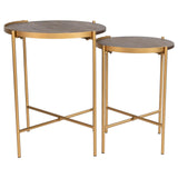 Malka 2-piece Round Nesting Table Dark Brown and Gold - 936168 - Luna Furniture