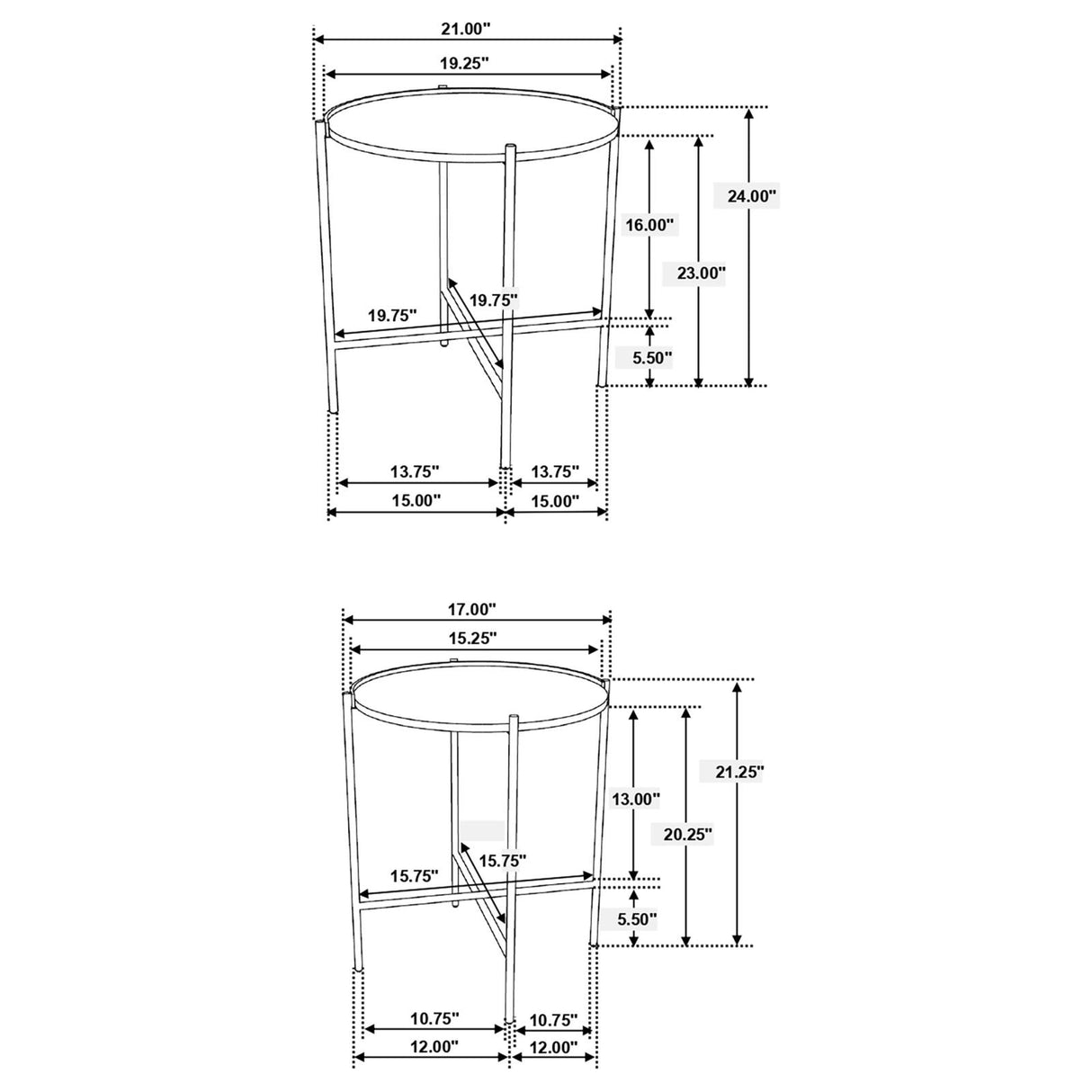 Malka 2-piece Round Nesting Table Dark Brown and Gold - 936168 - Luna Furniture