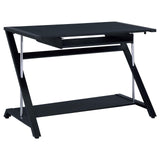 Mallet Black Computer Desk with Bottom Shelf from Coaster - Luna Furniture