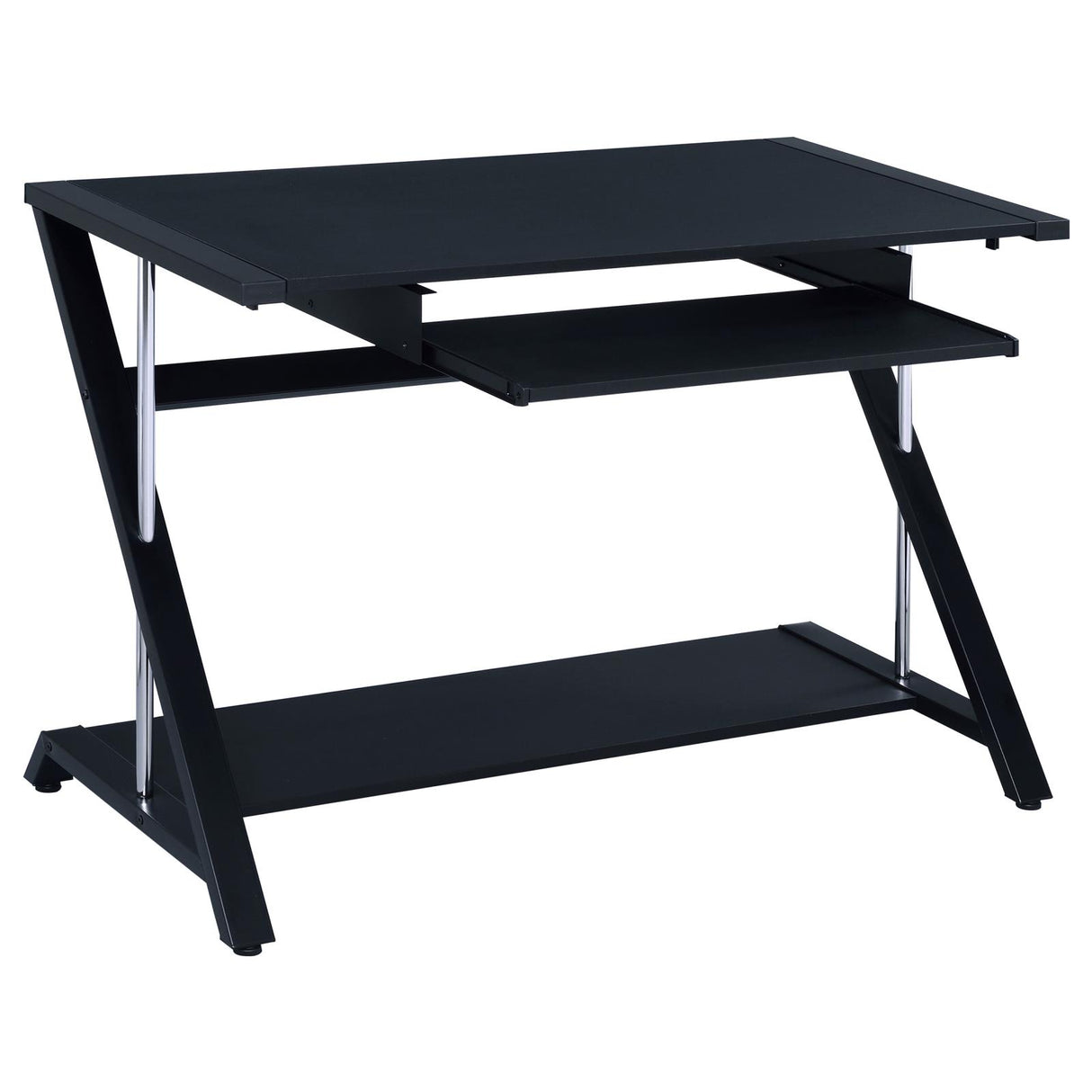 Mallet Black Computer Desk with Bottom Shelf from Coaster - Luna Furniture