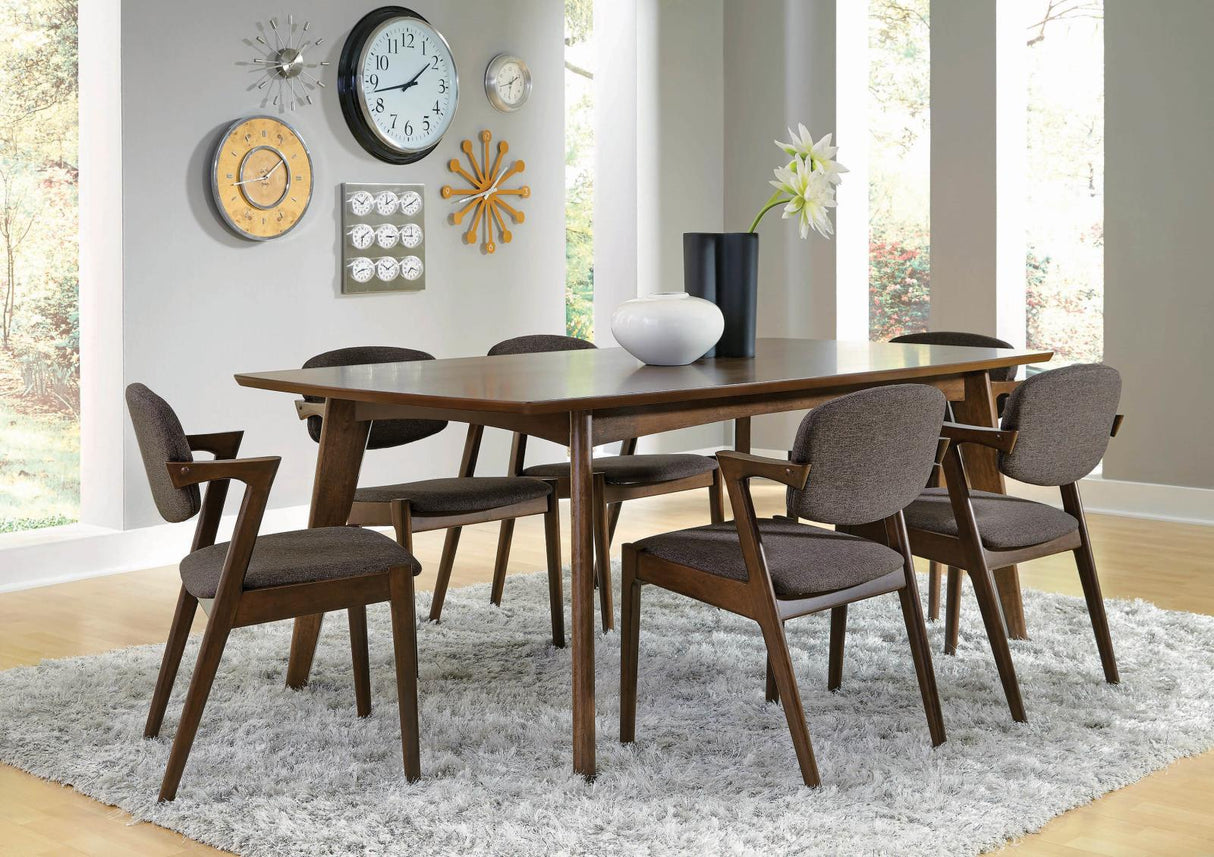 Malone 7-piece Rectangular Dining Set Dark Walnut and Grey - 105351-S7 - Luna Furniture