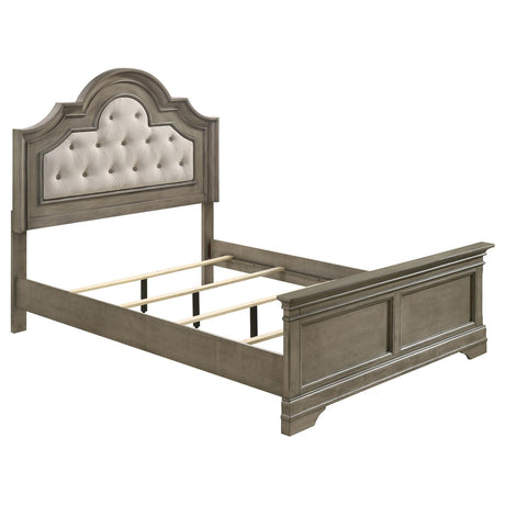 Manchester Bed with Upholstered Arched Headboard Beige and Wheat - 222891KW - Luna Furniture