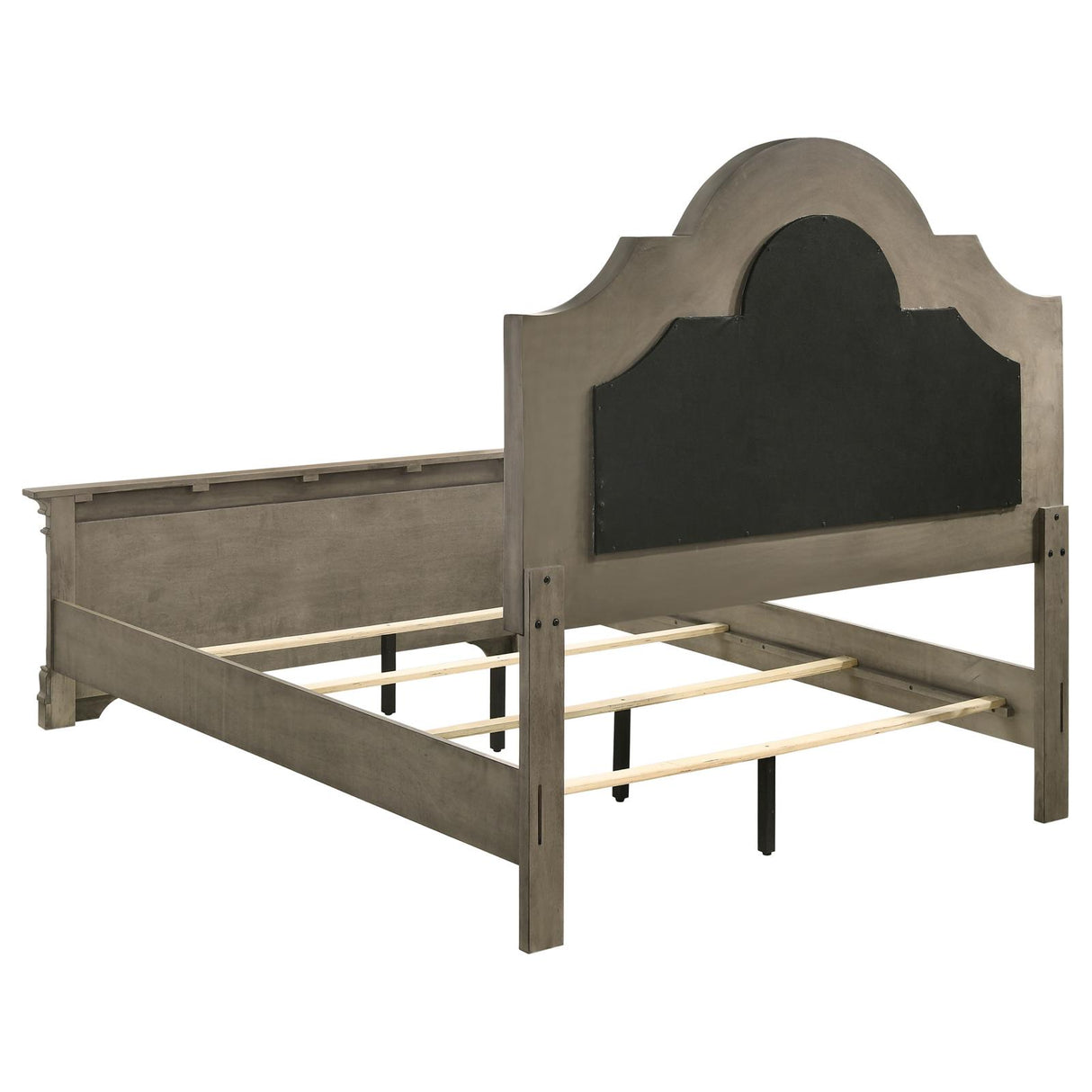 Manchester Bed with Upholstered Arched Headboard Beige and Wheat - 222891KW - Luna Furniture