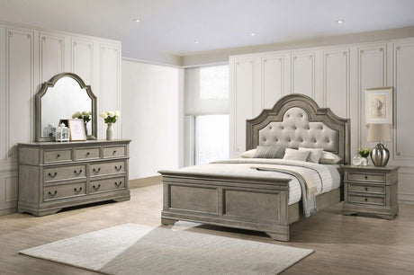 Manchester Bedroom Set with Upholstered Arched Headboard Wheat - 222891KE-S4 - Luna Furniture