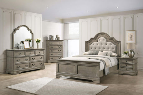 Manchester Bedroom Set with Upholstered Arched Headboard Wheat - 222891KE-S5 - Luna Furniture