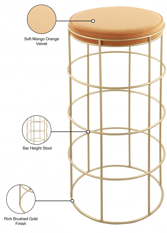 Rebar Mango Velvet Bar Stool from Meridian - Luna Furniture