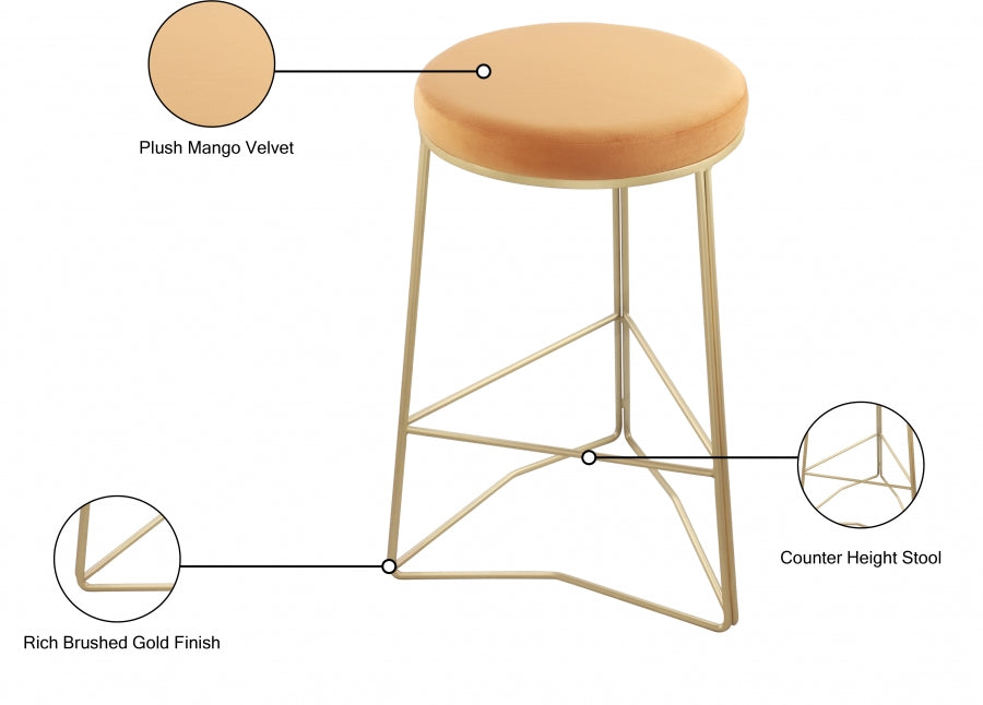 Tres Mango Velvet Counter Stool from Meridian - Luna Furniture