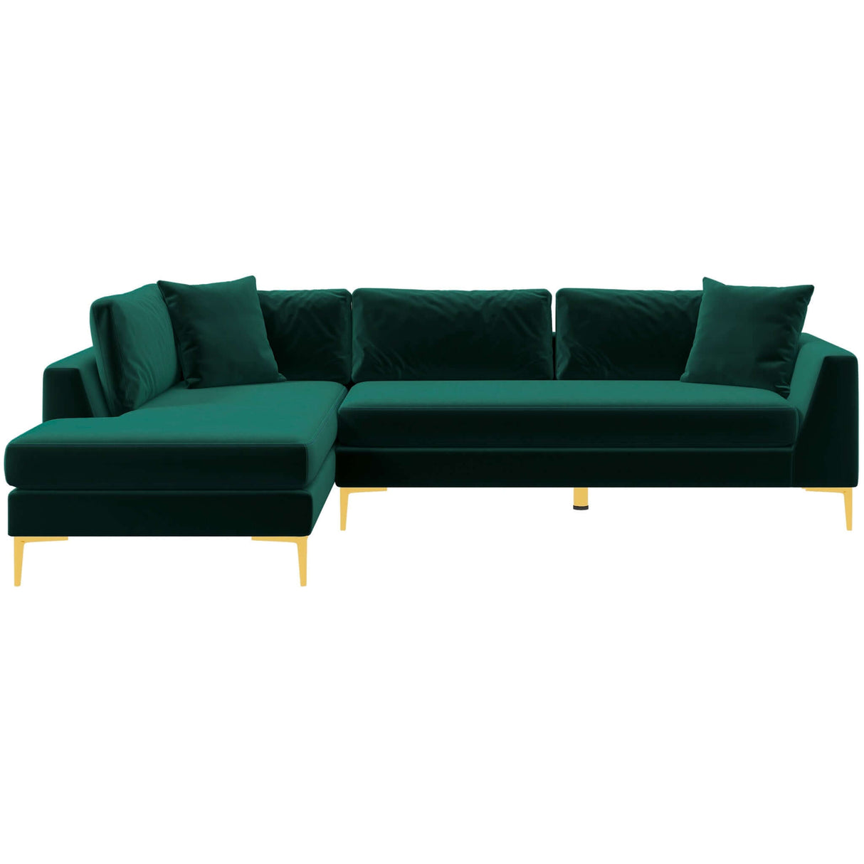 Mano Mid-Century Modern L-Shaped Velvet  Sectional Sofa in Green Left Sectional - AFC00535 - Luna Furniture