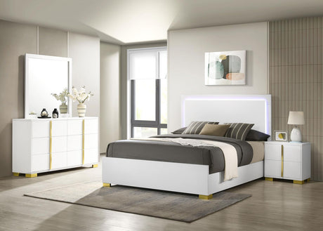 Marceline White 4-Piece Eastern King Bedroom Set with LED Headboard from Coaster - Luna Furniture