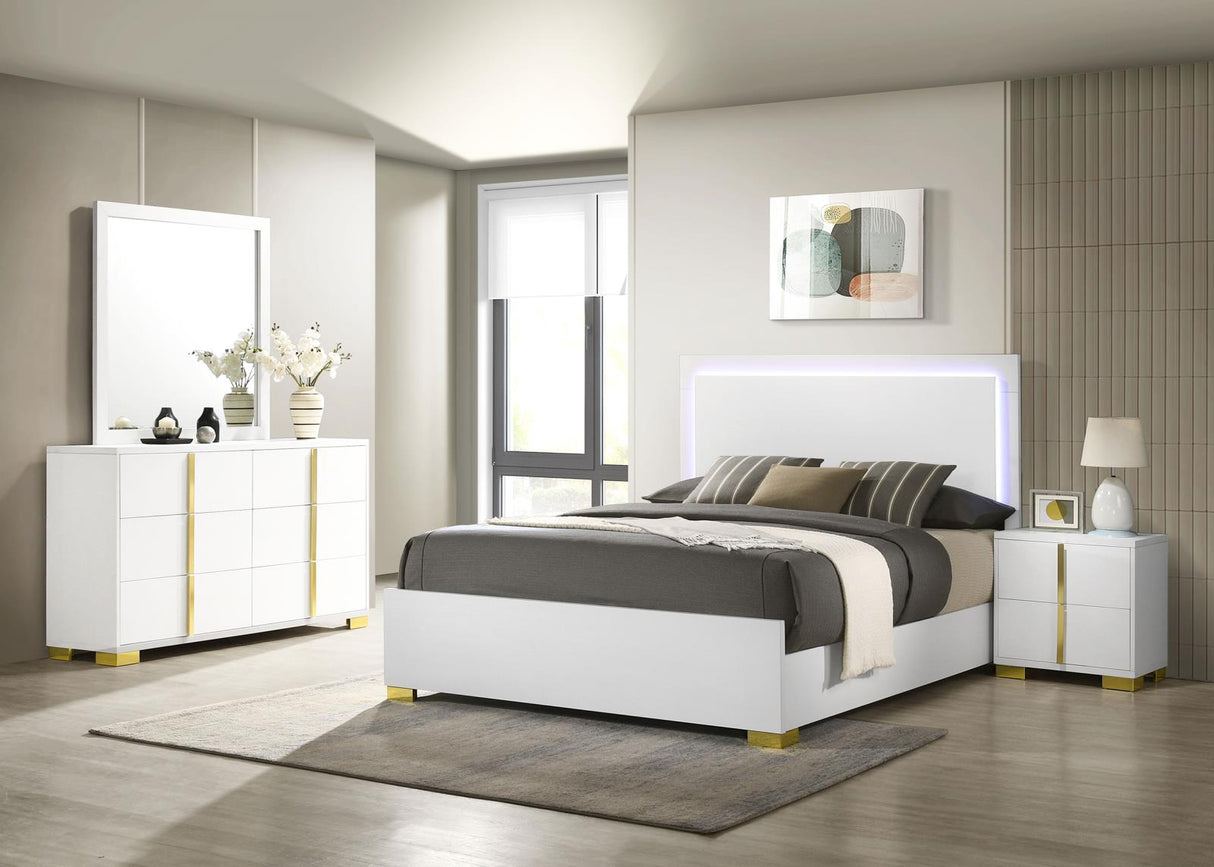 Marceline White 4-Piece Queen Bedroom Set with LED Headboard from Coaster - Luna Furniture