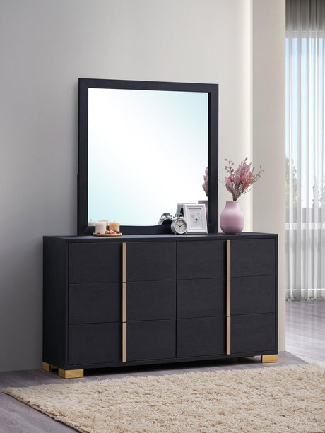 Marceline 6-drawer Dresser with Mirror Black - 222833M - Luna Furniture