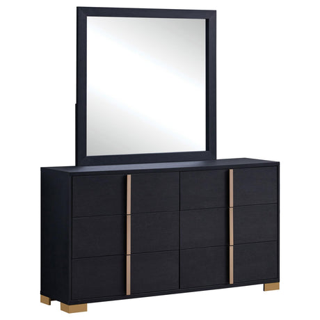 Marceline 6-drawer Dresser with Mirror Black - 222833M - Luna Furniture