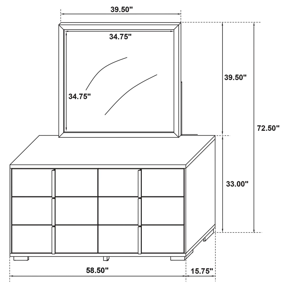 Marceline 6-drawer Dresser with Mirror White from Coaster - Luna Furniture