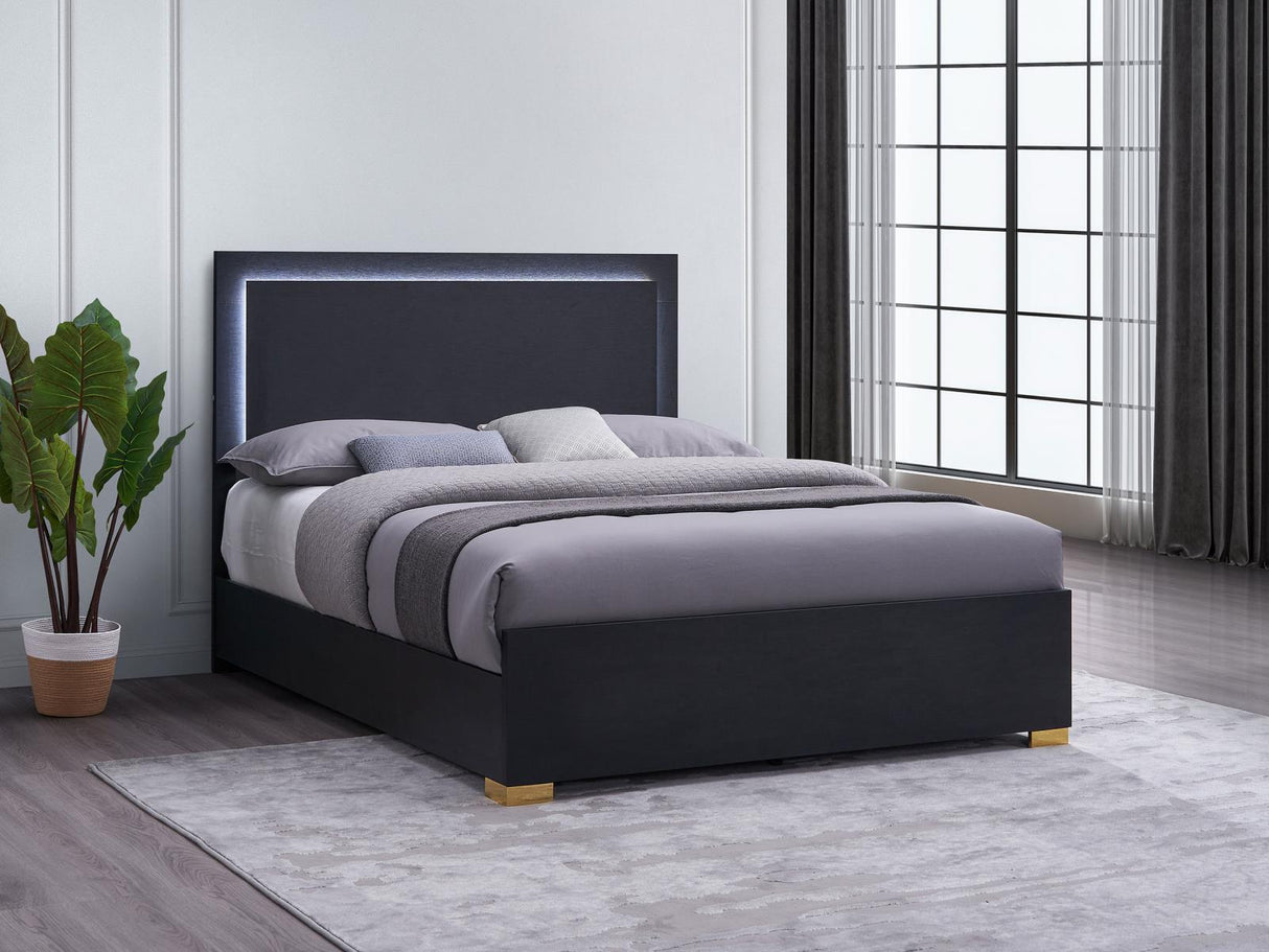 Marceline Eastern King Bed with LED Headboard Black from Coaster - Luna Furniture