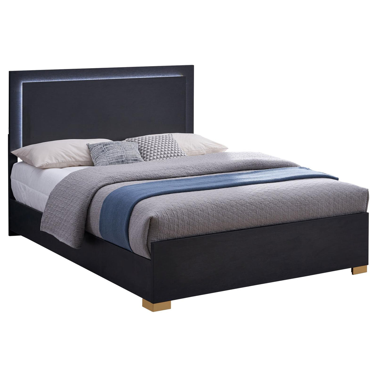 Marceline Eastern King Bed with LED Headboard Black from Coaster - Luna Furniture