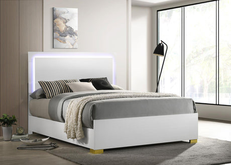 Marceline Eastern King Bed with LED Headboard White - 222931KE - Luna Furniture