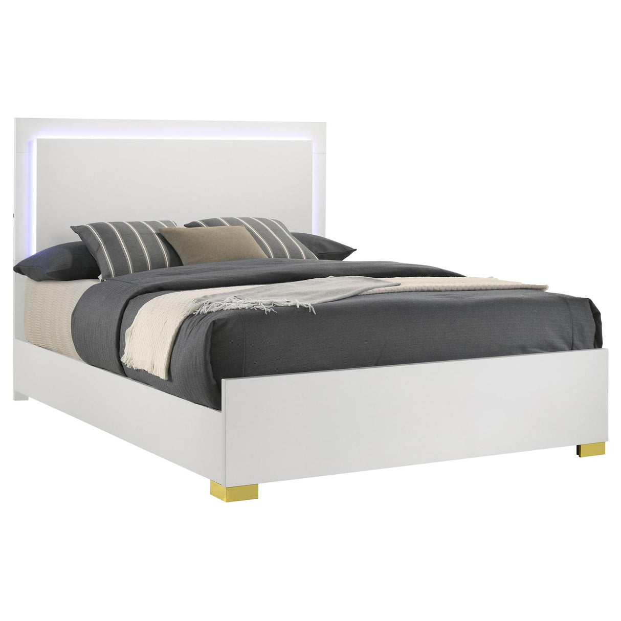 Marceline Full Bed with LED Headboard White - 222931F - Luna Furniture