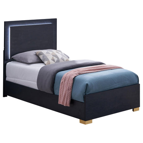 Marceline Twin Bed with LED Headboard Black - 222831T - Luna Furniture