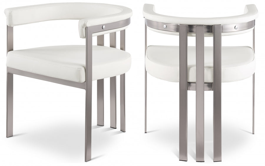 Marcello Faux Leather Dining Chair Cream, Set of 2 from Meridian - Luna Furniture