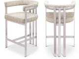 Marcello Stone Velvet Bar / Counter Stools Beige from Meridian - Luna Furniture