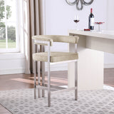 Marcello Stone Velvet Bar / Counter Stools Beige from Meridian - Luna Furniture