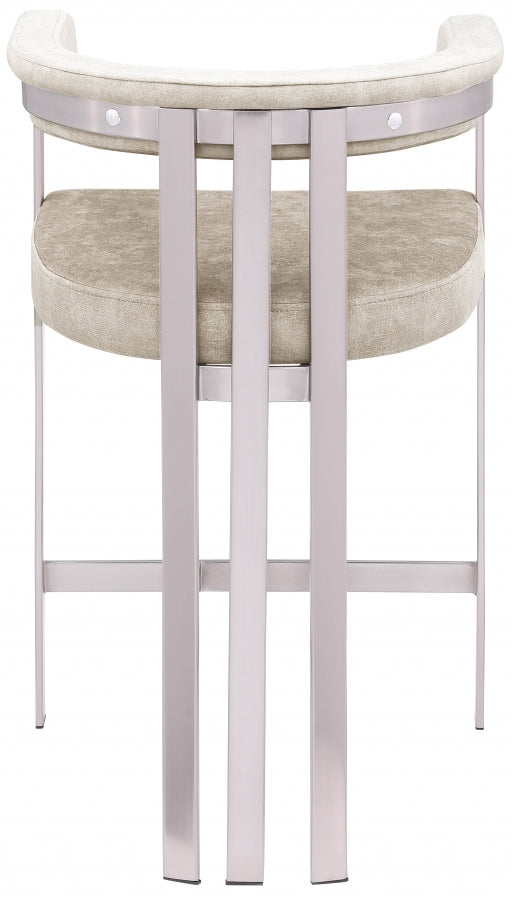 Marcello Stone Velvet Bar / Counter Stools Beige from Meridian - Luna Furniture