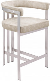 Marcello Stone Velvet Bar / Counter Stools Beige from Meridian - Luna Furniture