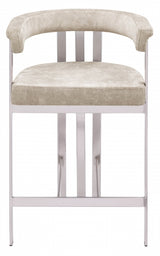 Marcello Stone Velvet Bar / Counter Stools Beige from Meridian - Luna Furniture