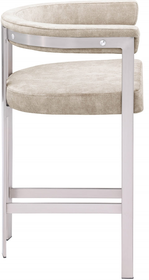 Marcello Stone Velvet Bar / Counter Stools Beige from Meridian - Luna Furniture