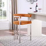 Marcello Stone Velvet Bar / Counter Stools Cognac from Meridian - Luna Furniture