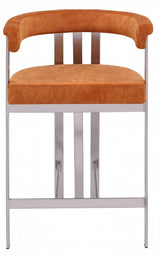 Marcello Stone Velvet Bar / Counter Stools Cognac from Meridian - Luna Furniture