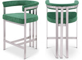 Marcello Stone Velvet Bar / Counter Stools Green from Meridian - Luna Furniture