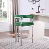 Marcello Stone Velvet Bar / Counter Stools Green from Meridian - Luna Furniture