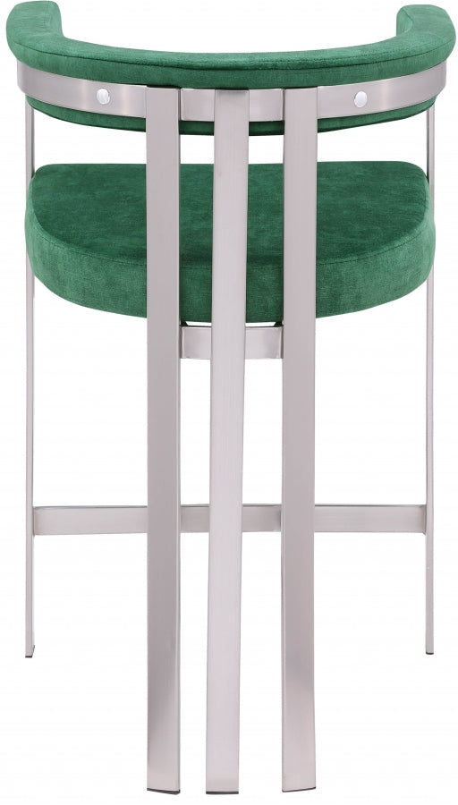 Marcello Stone Velvet Bar / Counter Stools Green from Meridian - Luna Furniture