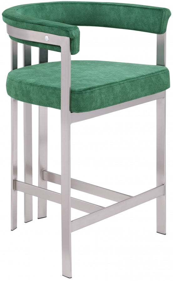 Marcello Stone Velvet Bar / Counter Stools Green from Meridian - Luna Furniture