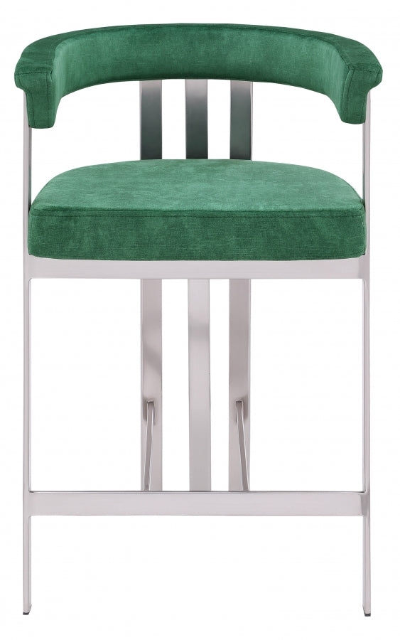 Marcello Stone Velvet Bar / Counter Stools Green from Meridian - Luna Furniture