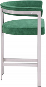 Marcello Stone Velvet Bar / Counter Stools Green from Meridian - Luna Furniture