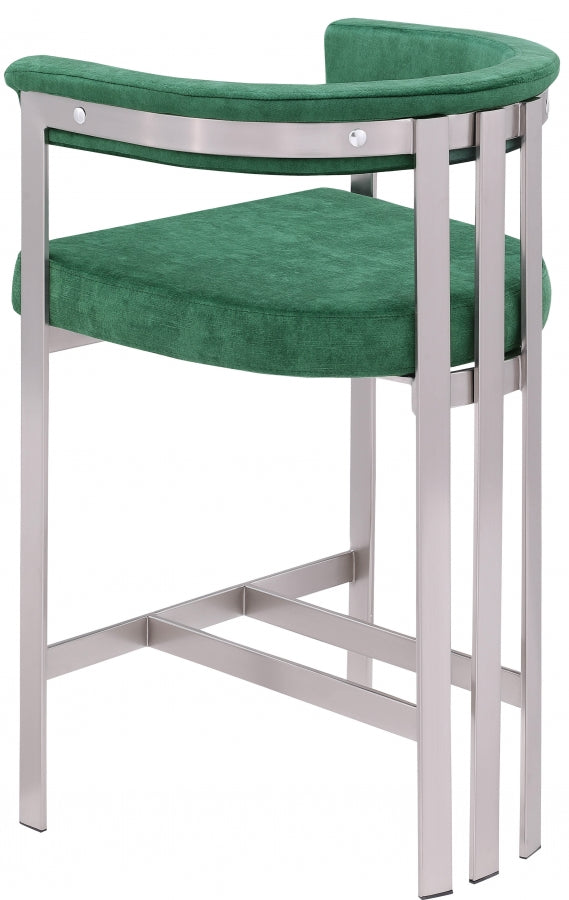 Marcello Stone Velvet Bar / Counter Stools Green from Meridian - Luna Furniture