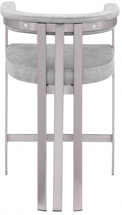 Marcello Stone Velvet Bar / Counter Stools Grey from Meridian - Luna Furniture