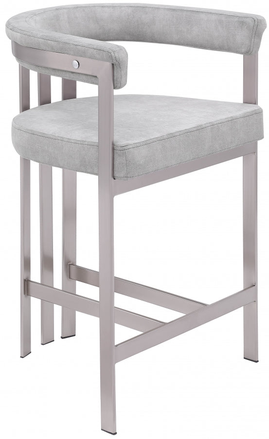 Marcello Stone Velvet Bar / Counter Stools Grey from Meridian - Luna Furniture