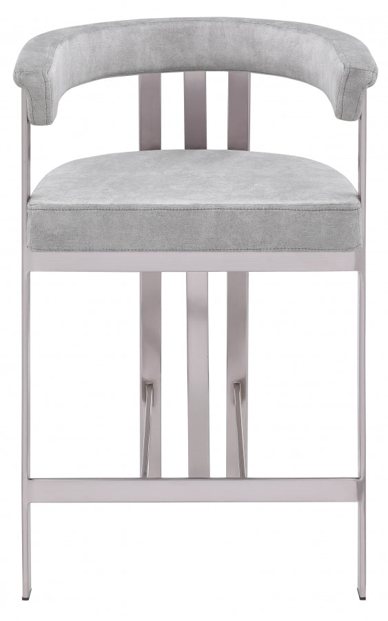 Marcello Stone Velvet Bar / Counter Stools Grey from Meridian - Luna Furniture