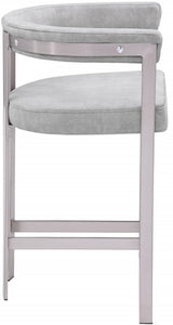 Marcello Stone Velvet Bar / Counter Stools Grey from Meridian - Luna Furniture