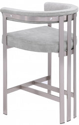 Marcello Stone Velvet Bar / Counter Stools Grey from Meridian - Luna Furniture