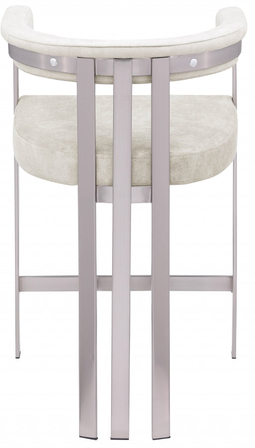 Marcello Stone Velvet Bar / Counter Stools Natural from Meridian - Luna Furniture