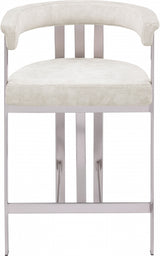 Marcello Stone Velvet Bar / Counter Stools Natural from Meridian - Luna Furniture