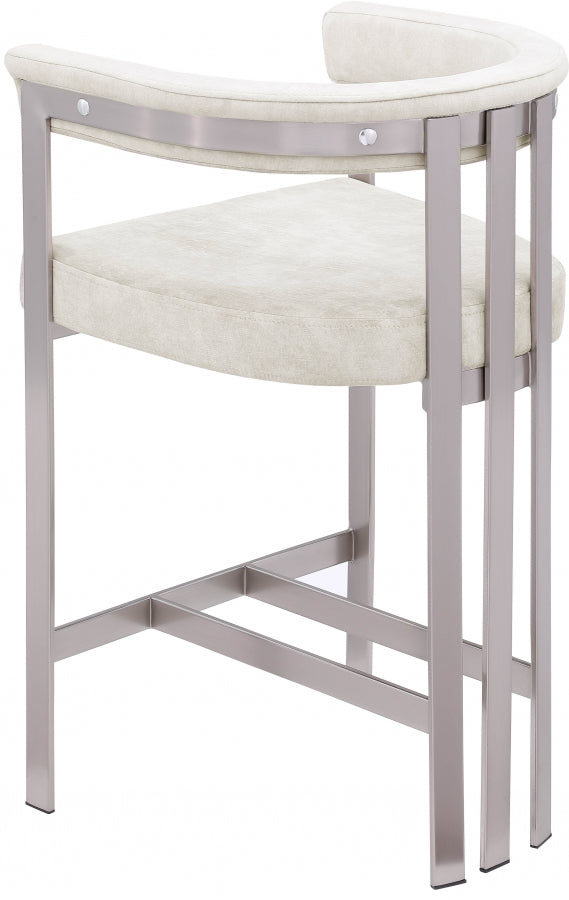 Marcello Stone Velvet Bar / Counter Stools Natural from Meridian - Luna Furniture