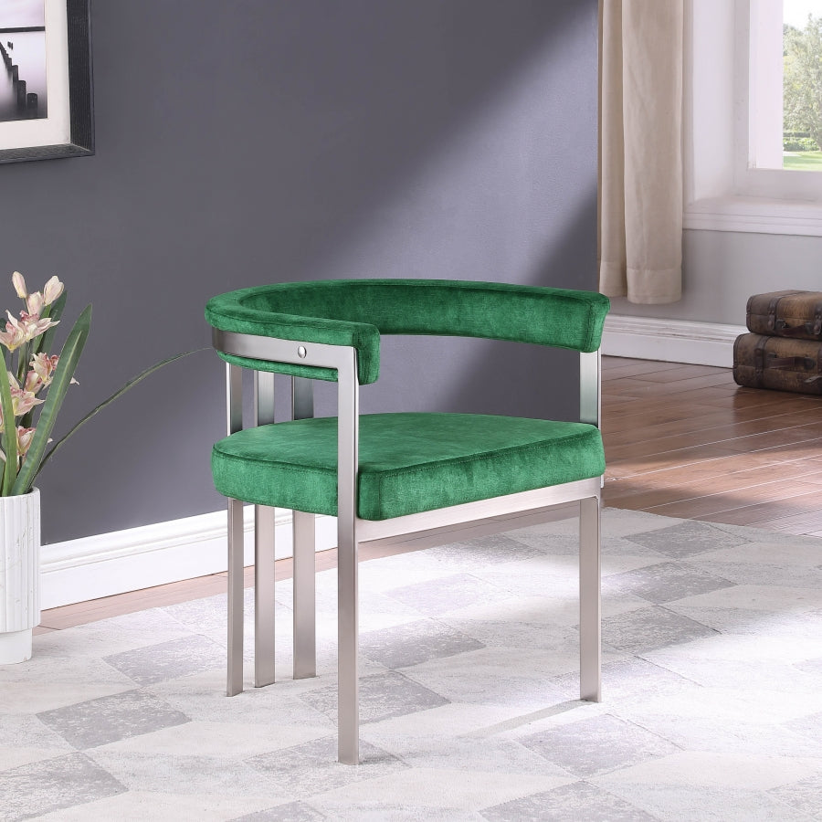 Marcello Stone Velvet Dining Chair Green, Set of 2 from Meridian - Luna Furniture