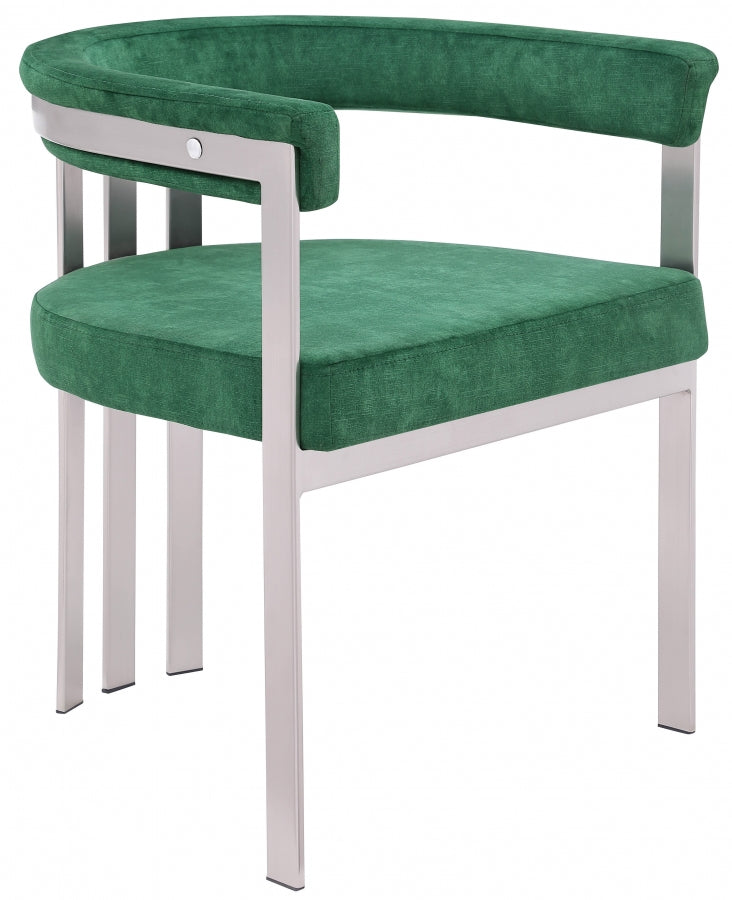 Marcello Stone Velvet Dining Chair Green, Set of 2 from Meridian - Luna Furniture