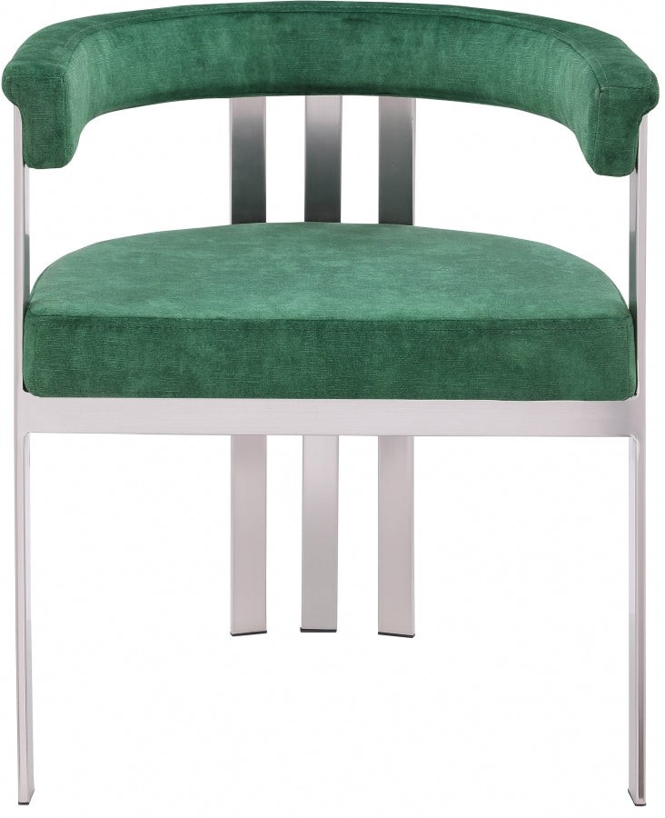 Marcello Stone Velvet Dining Chair Green, Set of 2 from Meridian - Luna Furniture